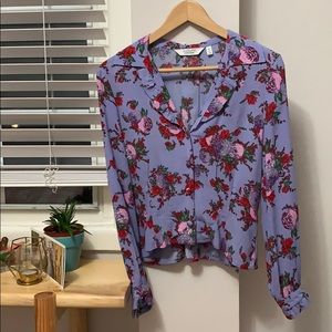 & other stories purple floral print top